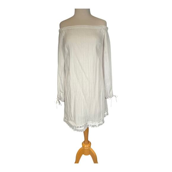 Lilly Pulitzer Adira Dress White New With Tag Fringe Botton Off the Shoulder XS - Picture 10 of 10
